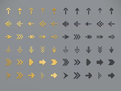 Various Gold And Black Arrow Pendant Decorative Design Elements Collection 3d model
