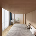 Kids Room Interior Design With Wooden Bunk Bed Staircase Desk And Blue Accent Wall
