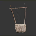 Traditional Stringed Musical Instrument With Wooden Frame Strings And Resonant Body