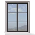 Modern Black Frame Casement Window With Multiple Panes Clear Glass And Scenic Mountain View