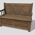 Outdoor Wooden Bench with Backrest Armrests and Storage Compartment Design