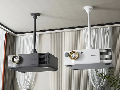 Modern Black And White Projection Monitoring Projectors With Ceiling Mounted Design 3d model