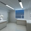 Public Water Dispenser Station With Multiple Faucets White Cabinets Walls Ceiling And Lighting