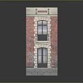 Two Story Red Brick Building With Arched Windows Balcony And Light Colored Top Decoration