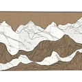 Mountain Shaped Wall Decor With Marble Texture And Wooden Lines Design