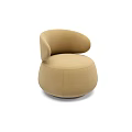 Modern Beige Rounded Single Sofa With Soft Upholstered Fabric Design 3d model