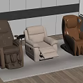 Modern Leather Massage Chairs Gray Beige Brown on Wooden Floor with Rug