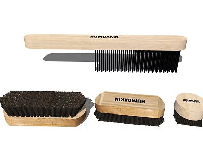 HUMANKIN Household Cleaning Brushes With Wooden Handles And Black Bristles In Different Sizes 3d model