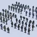 Diverse Action Figure Characters in Green Blue Black Colors and Poses