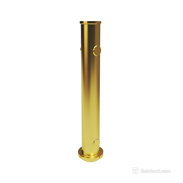 Shiny Golden Cylindrical Decorative Pillar With Smooth Surface And Round Base 3d model 