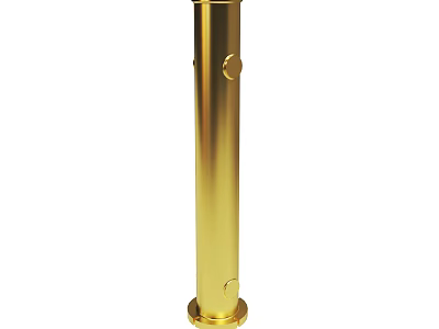 Shiny Golden Cylindrical Decorative Pillar With Smooth Surface And Round Base 3d model