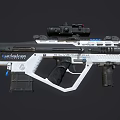 Futuristic White And Black Weapon Featuring Tactical Scope Advanced Design And Ergonomic Grip
