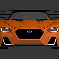 Orange Sports Car Featuring Black Roof Rear Spoiler And Sleek Aerodynamic Design