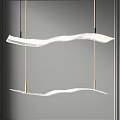 Modern Double Layer Wave Shaped White Pendant Light With Gold Hanging Rods Design 3d model