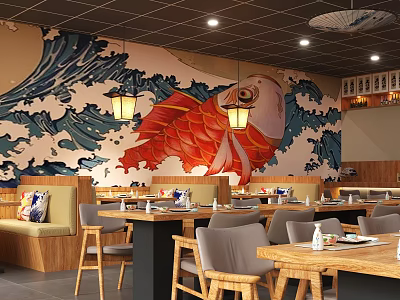 Japanese Restaurant Japanese Restaurant Japanese Ren Restaurant Japanese Restaurant Sushi Restaurant Japanese Restaurant Japanese Burning Bird 3d model