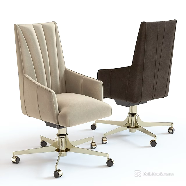 Modern Table And Chair Set With Upholstered Seats And Metal Rolling Bases 3d model 