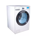 White Front Loading Washing Machine With Digital Display And Control Panel 3d model