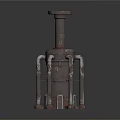 Industrial Mechanical Device With Cylindrical Body And Multiple Pipes On Base 3d model