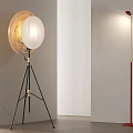 Modern Floor Lamps With Tripod Base Round Shade And Red Pole Illuminated Design