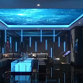 Stylish KTV Interior Design With Starry Sky Ceiling Blue LED Lighting And Comfortable Sofa 3d model