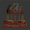 Classical Dome Architectural Component With Gray Tiles Yellow Stripes Red Arches Columns And Greek Patterns