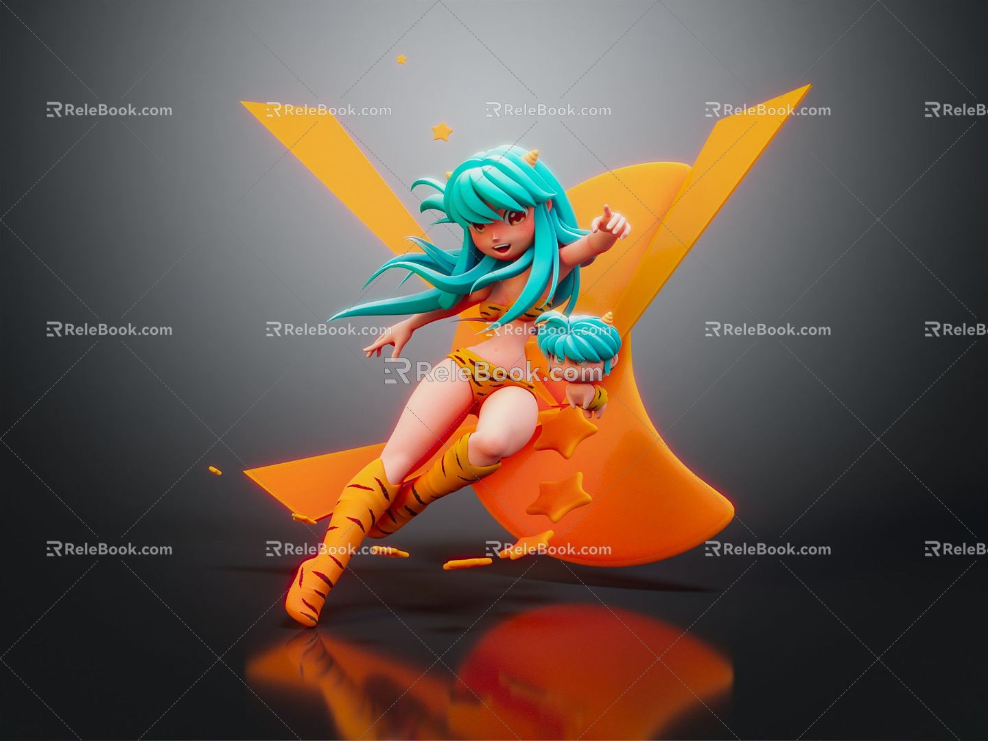 Modern game character girl little girl 3d model