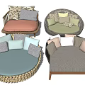 Wicker Outdoor Sofa With Various Colors And Comfortable Cushions In Different Styles 3d model
