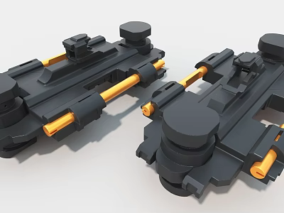 Sturdy Industrial Equipment Featuring Black Main Body and Yellow Metal Connecting Rods 3d model