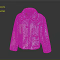 Pink Fuzzy Jacket With Turn Down Collar Gold Buttons And Front Pockets