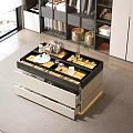 Walk in Closet Interior Design With Central Island Open Drawers And Storage Cabinets