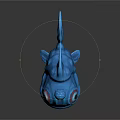 Cute Blue Cartoon Fish Character With Big Eyes Antenna Ball Fins And Tail