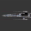 Blue Silver Spacecraft With Red Beams On Wings Flying in Space Aerospace