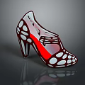 Fashionable High Heels With White Polka Dot Pattern And Red Heel Design