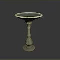 Tall Carved Green Pedestal Vase With Intricate Decorative Base And Rim