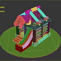 Crocodile Shaped Playground Equipment With Red Slide Bone Decorations And Black Yellow Stripes
