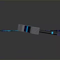Futuristic Sci Fi Weapon Set With Glowing Blue Spear Hammer Sickle And Dagger