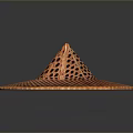 Traditional Handwoven Orange Conical Hat With Grid Pattern For Daily Use