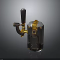 Vintage Industrial Weapon With Metal Construction Wooden Handle And Gold Accents