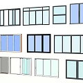 Various Window Designs Featuring Different Frame Styles And Glass Options 3d model