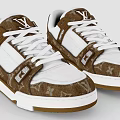 Louis Vuitton Brown And White Sneakers With Logo Design