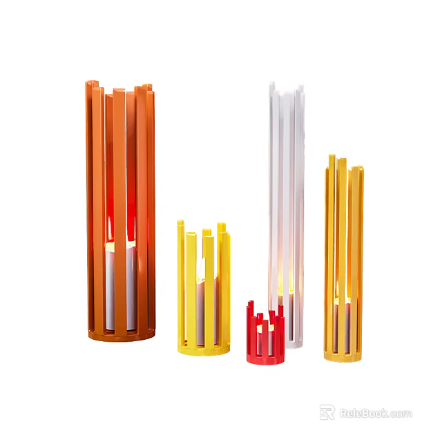 Colorful Modern Floor Lamps With Vertical Striped Design In Multiple Colors 3d model 