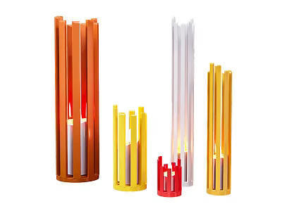 Colorful Modern Floor Lamps With Vertical Striped Design In Multiple Colors 3d model