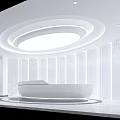 Modern White Hospital Outpatient Clinic Interior With Reception Desk And Circular Ceiling Light