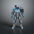 Futuristic Mech Weapon Design With Blue Armor And Arm Mounted Cannon