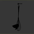 Stainless Steel Kitchen Utensils Hanging On Metal Rod For Cooking Use