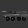 Armored Military Vehicle With Turret Cannon Six Wheels Metallic Finish And Antenna