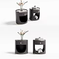 Modern Dark Bedside Tables With Marble Top Vase Flowers Books And Open Compartment
