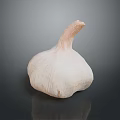 Fresh Whole Garlic Bulb With Natural Skin Texture On Dark Background