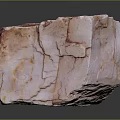 Pink Layered Stone With Wood Like Grain Texture In Irregular Block On Dark Reflective Background