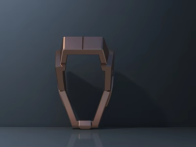 Modern Geometric Metal Sculpture with Bronze Frame and Dark Background 3d model